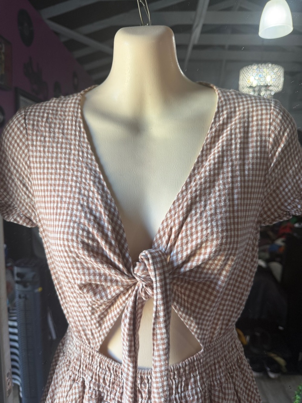 Tie-Front Gingham dress
